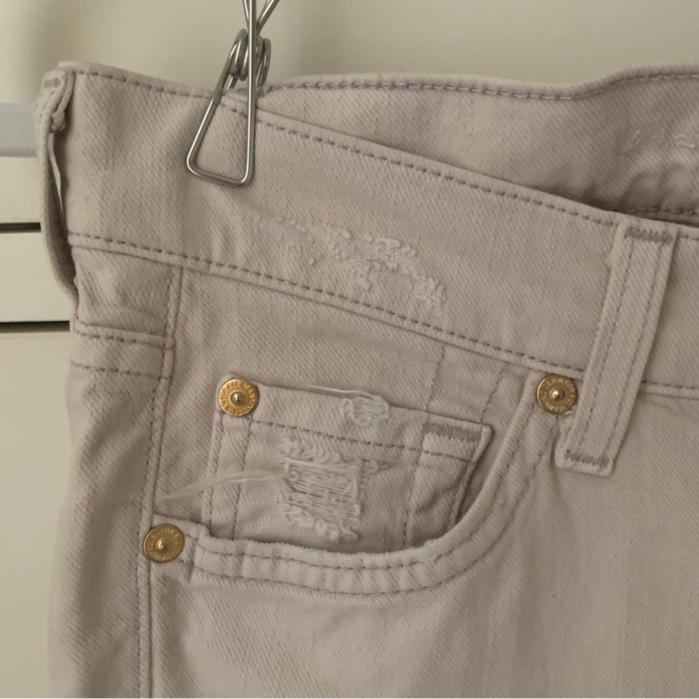 7 For All Mankind Distressed Slim Cigarette Leg Khaki Beige - Picture 6 of 14